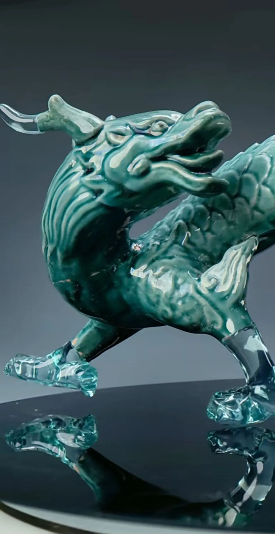 3D打印文物修复越窑蓝釉行龙